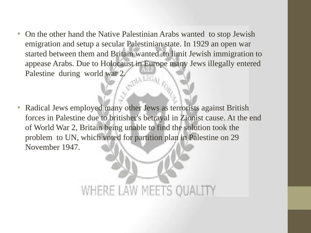 THE UN PARTITION PLAN AND INTERNATIONAL LAW BY - slide 4 of 15
