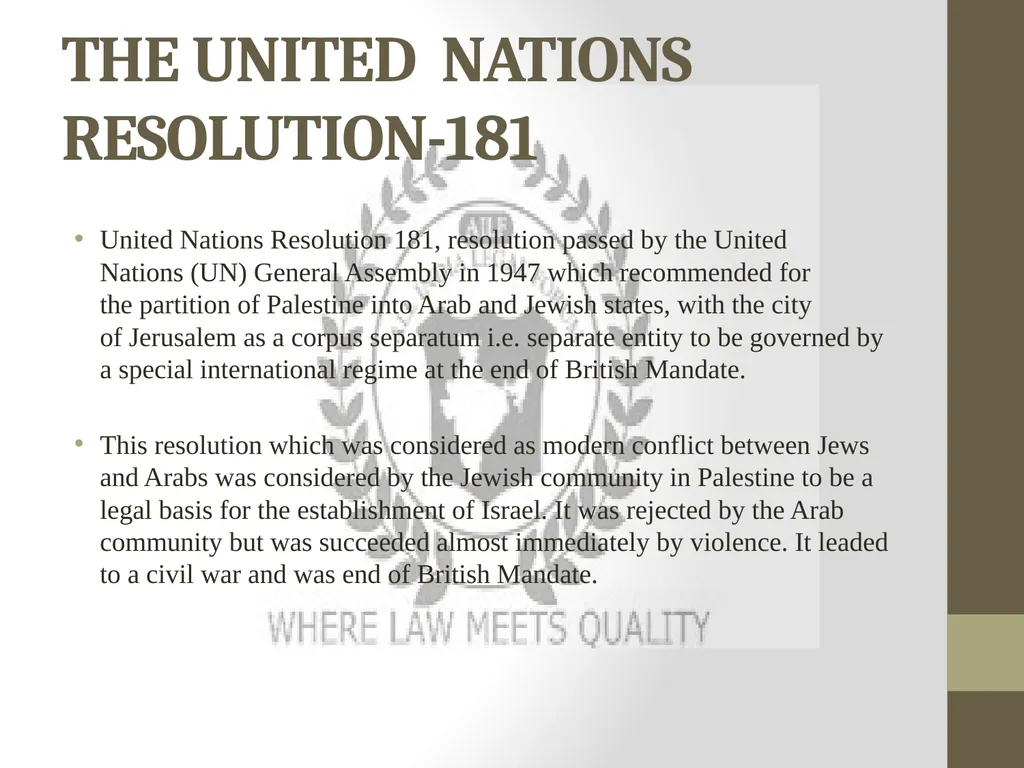 THE UN PARTITION PLAN AND INTERNATIONAL LAW BY - slide 2 of 15