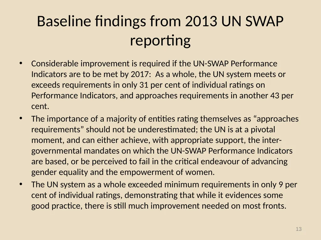 System-wide Action Plan for implementation of the - slide 13 of 30