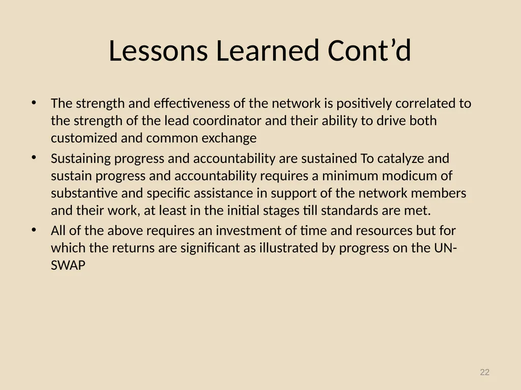 System-wide Action Plan for implementation of the - slide 22 of 30