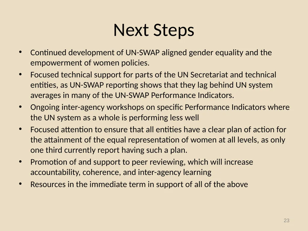 System-wide Action Plan for implementation of the - slide 23 of 30