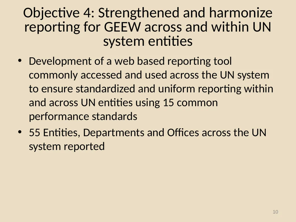 System-wide Action Plan for implementation of the - slide 10 of 30