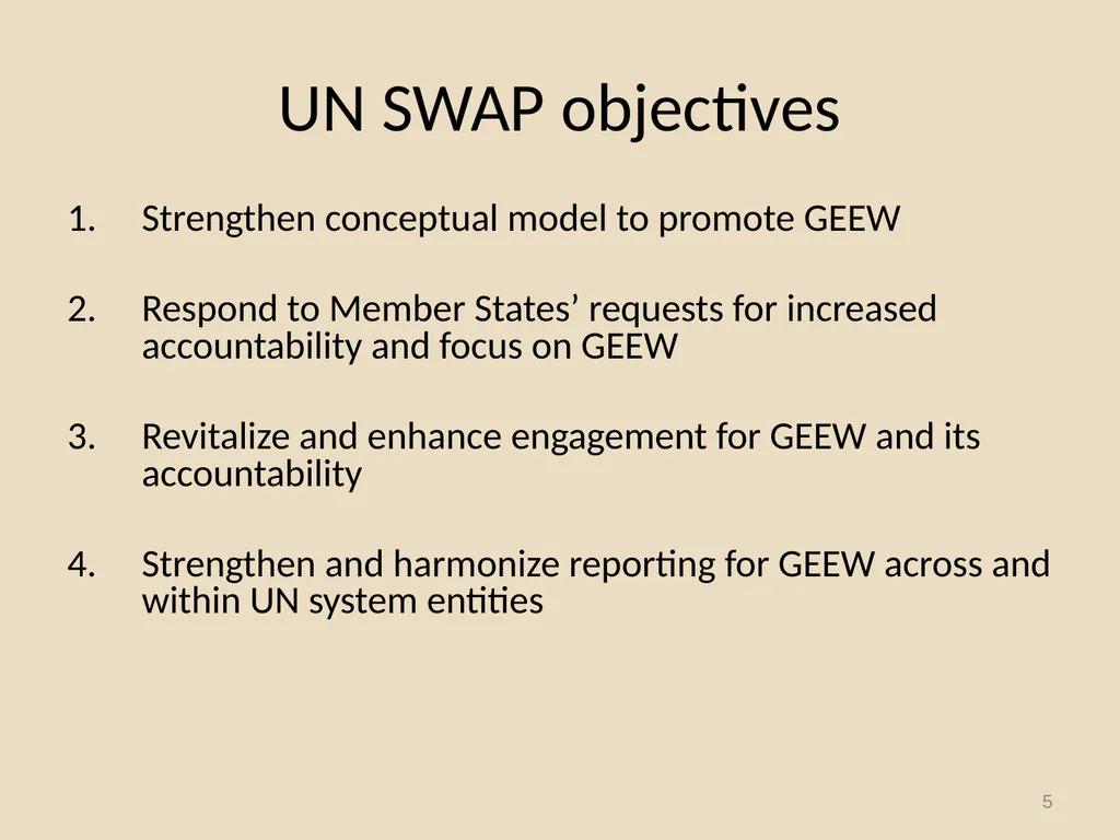 System-wide Action Plan for implementation of the - slide 5 of 30