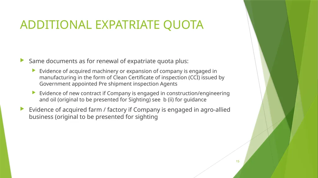 NIGERIAN IMMIGRATION POLICY BEING A PRESENTATION - slide 15 of 23