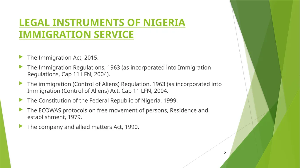 NIGERIAN IMMIGRATION POLICY BEING A PRESENTATION - slide 5 of 23