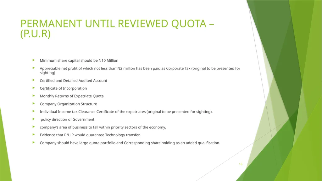 NIGERIAN IMMIGRATION POLICY BEING A PRESENTATION - slide 16 of 23