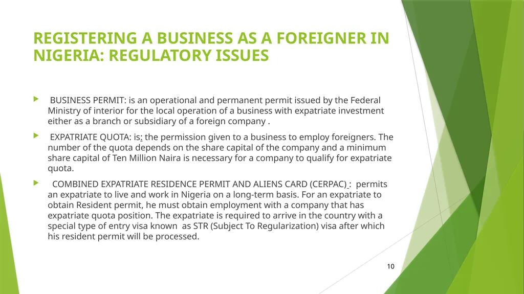 NIGERIAN IMMIGRATION POLICY BEING A PRESENTATION - slide 10 of 23
