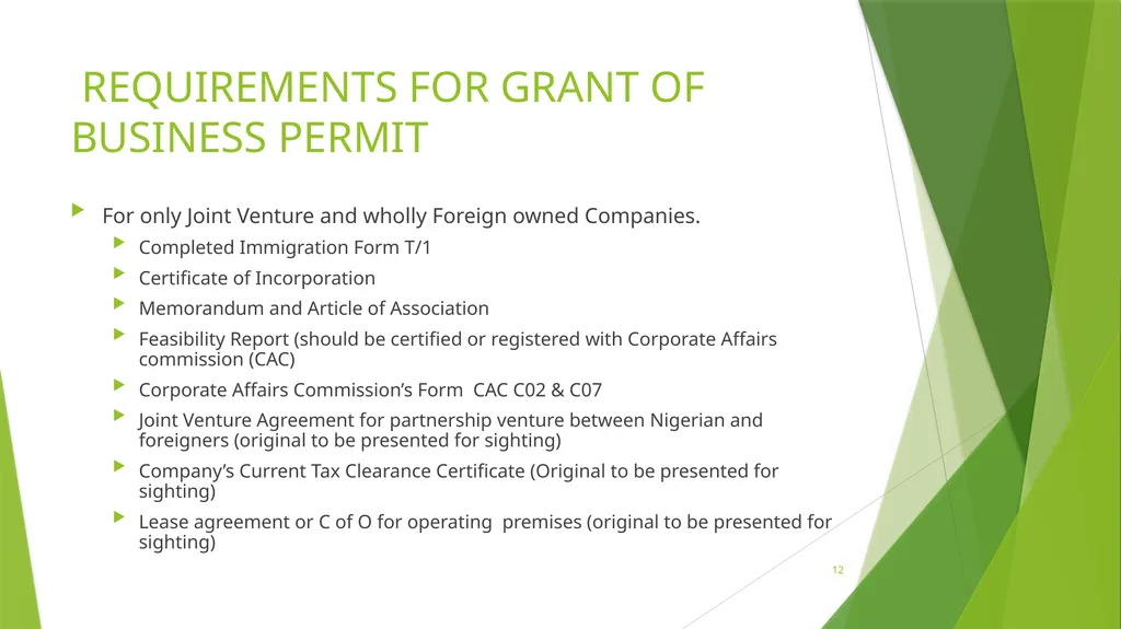NIGERIAN IMMIGRATION POLICY BEING A PRESENTATION - slide 12 of 23