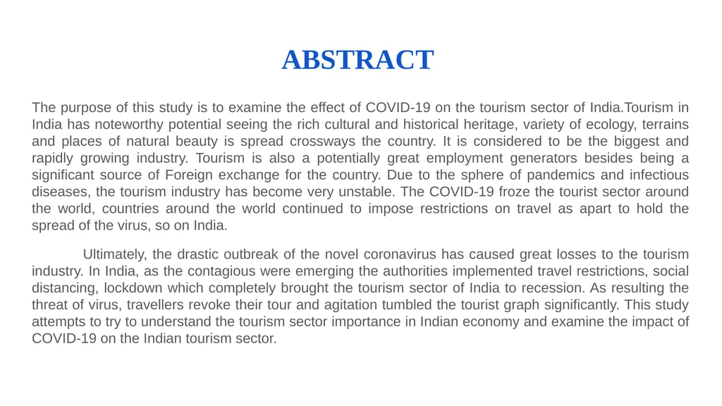 IMPACTS OF COVID-19 PANDEMIC ON TOURISM INDUSTRY - slide 2 of 12