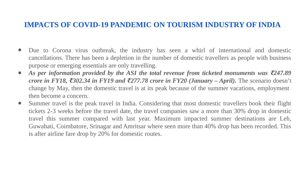 IMPACTS OF COVID-19 PANDEMIC ON TOURISM INDUSTRY - slide 7 of 12