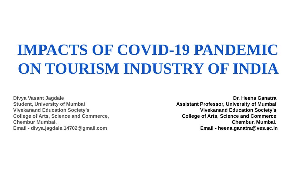 IMPACTS OF COVID-19 PANDEMIC ON TOURISM INDUSTRY - slide 1 of 12