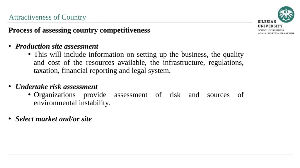 Evaluation of Quality of Business Environment 10. - slide 24 of 27