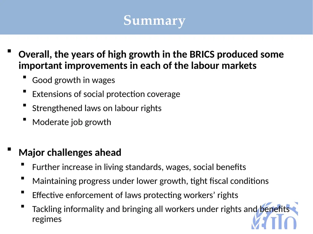 BRICS 2016 Formalization of the labour market: - slide 24 of 25