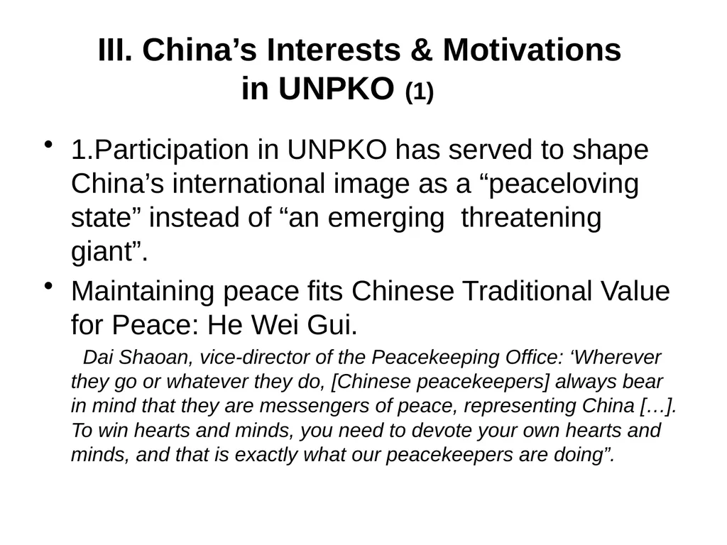 China’s UN Peacekeeping Operations ---Policy - slide 18 of 34