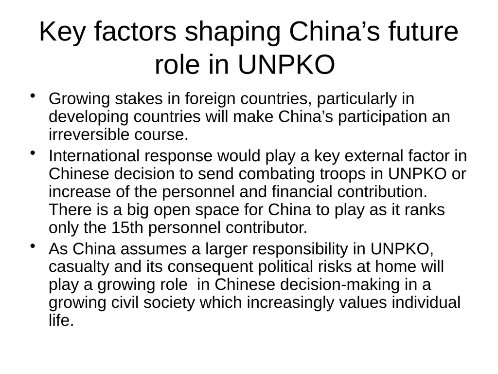 China’s UN Peacekeeping Operations ---Policy - slide 32 of 34