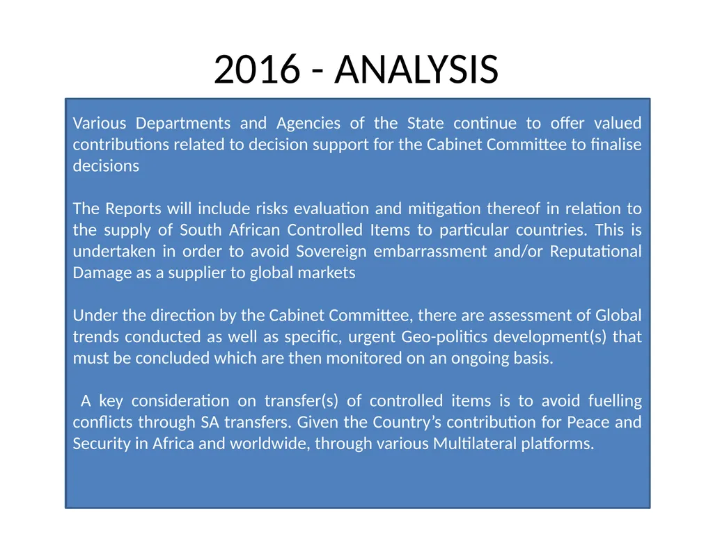 NATIONAL CONVENTIONAL ARMS CONTROL COMMITTEE - slide 31 of 39