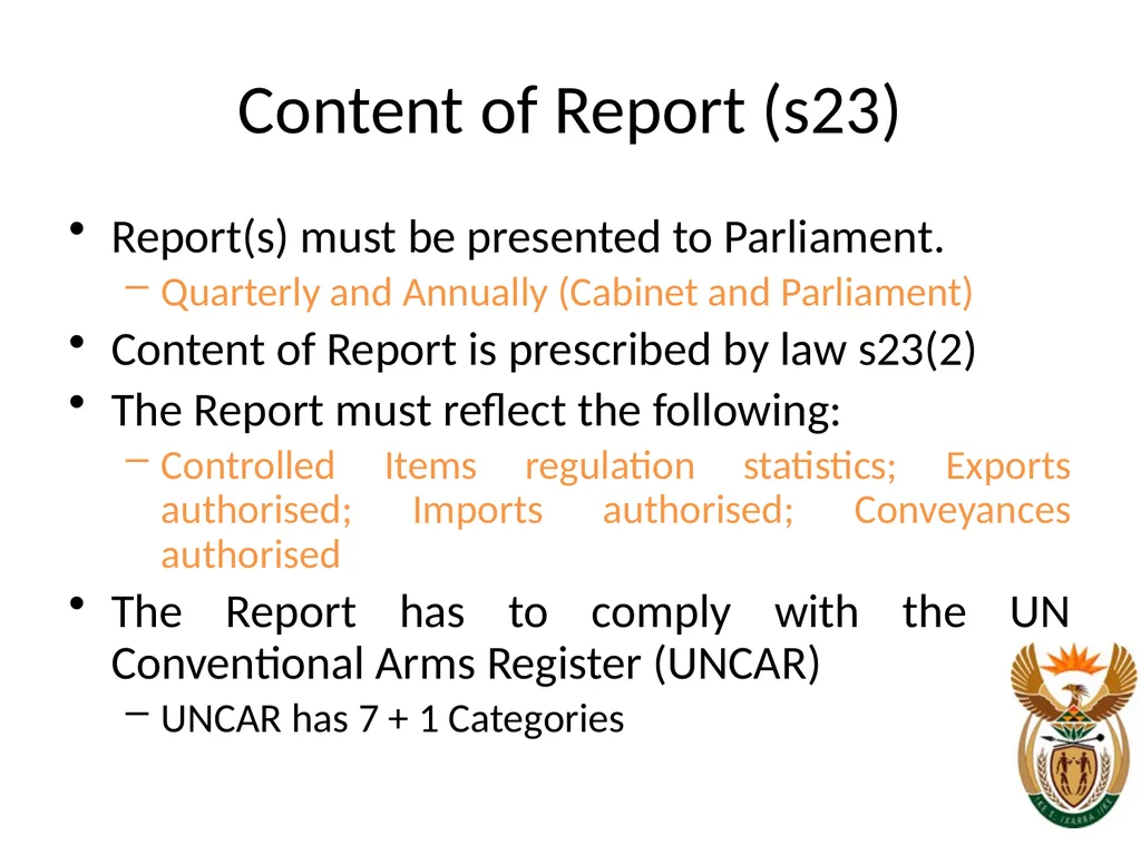 NATIONAL CONVENTIONAL ARMS CONTROL COMMITTEE - slide 24 of 39