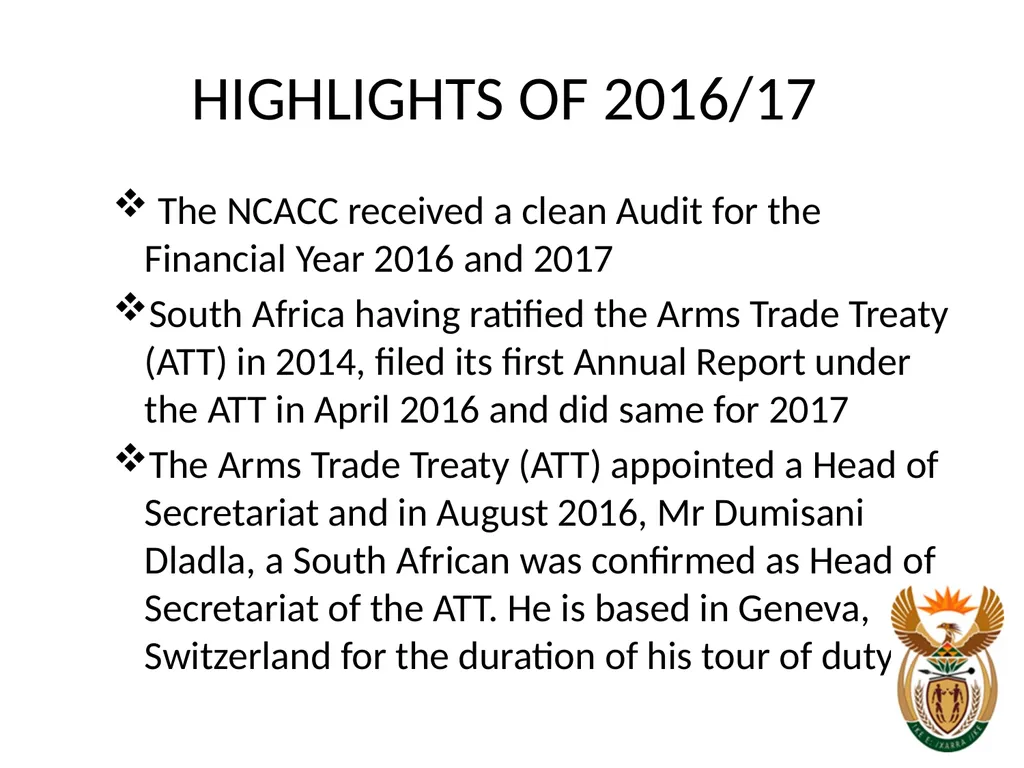 NATIONAL CONVENTIONAL ARMS CONTROL COMMITTEE - slide 5 of 39
