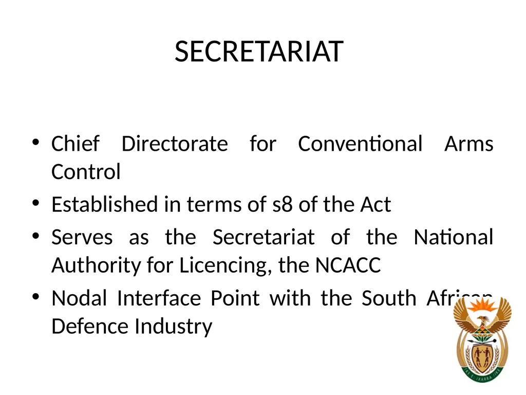 NATIONAL CONVENTIONAL ARMS CONTROL COMMITTEE - slide 19 of 39
