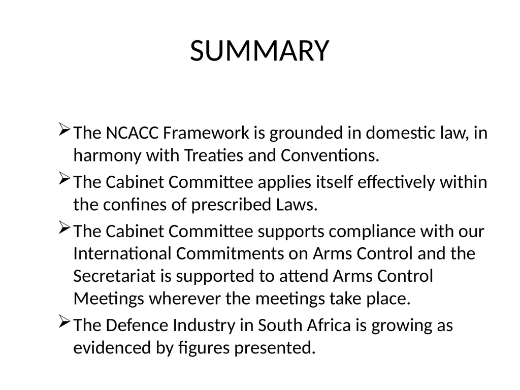 NATIONAL CONVENTIONAL ARMS CONTROL COMMITTEE - slide 38 of 39