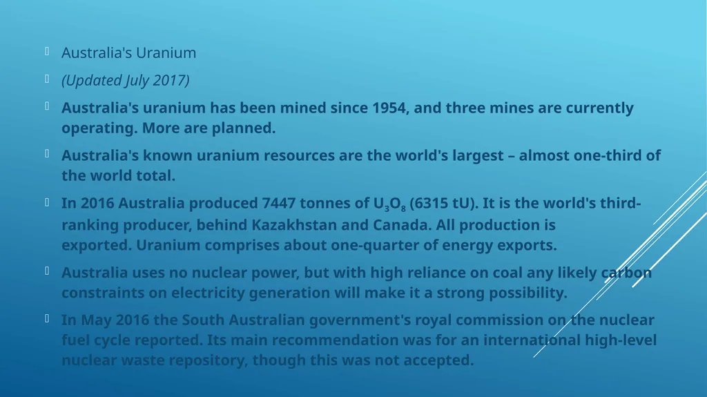 Lecture 12. Australia and Canada uranium markets - slide 16 of 26