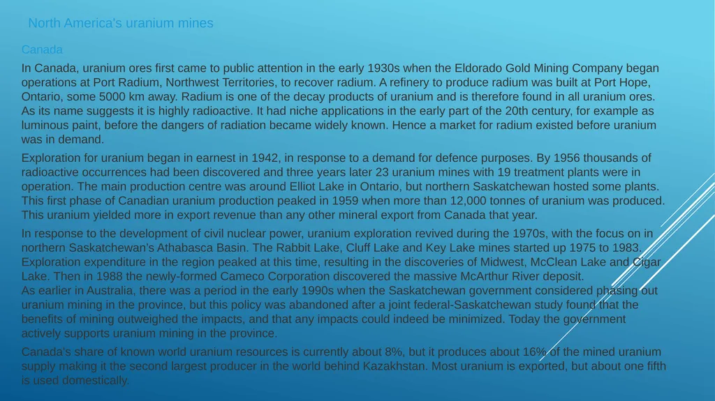 Lecture 12. Australia and Canada uranium markets - slide 4 of 26