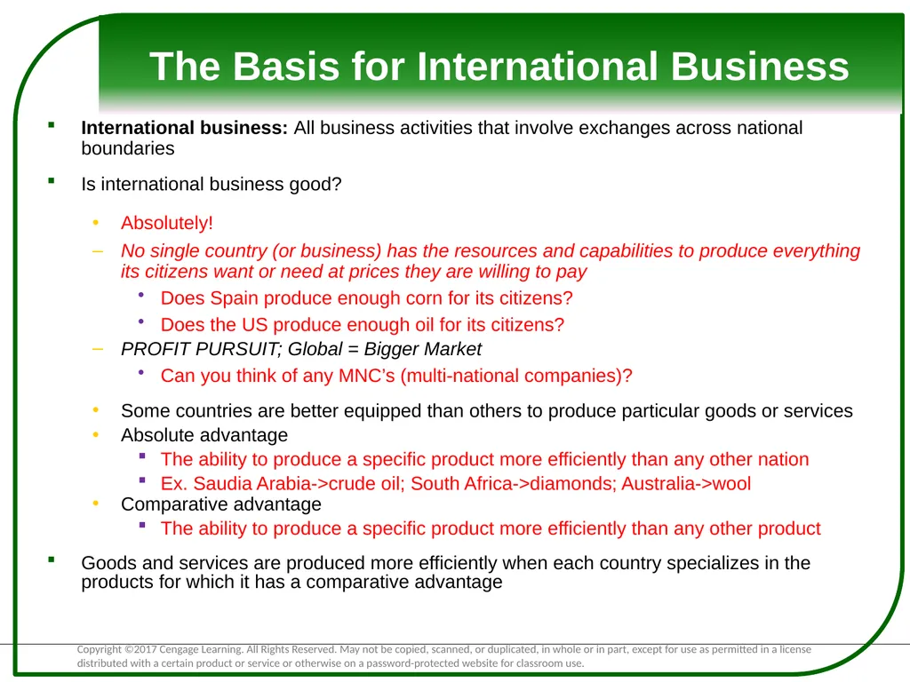Exploring Global Business The Basis for - slide 2 of 32