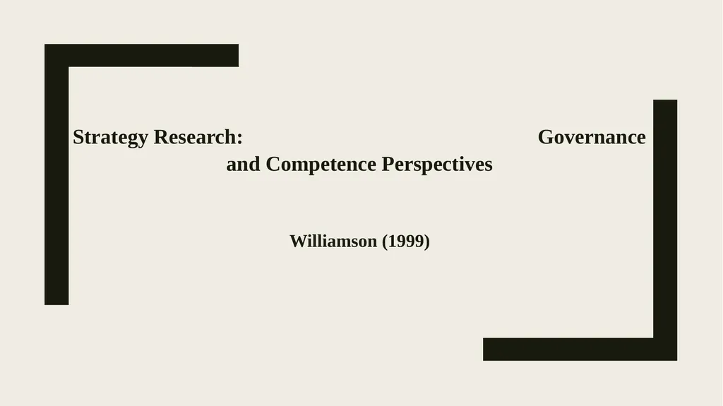 Strategy Research: Governance and Competence