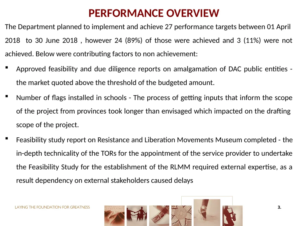 First QUARTER PERFORMANCE REPORT first quarter for - slide 3 of 48