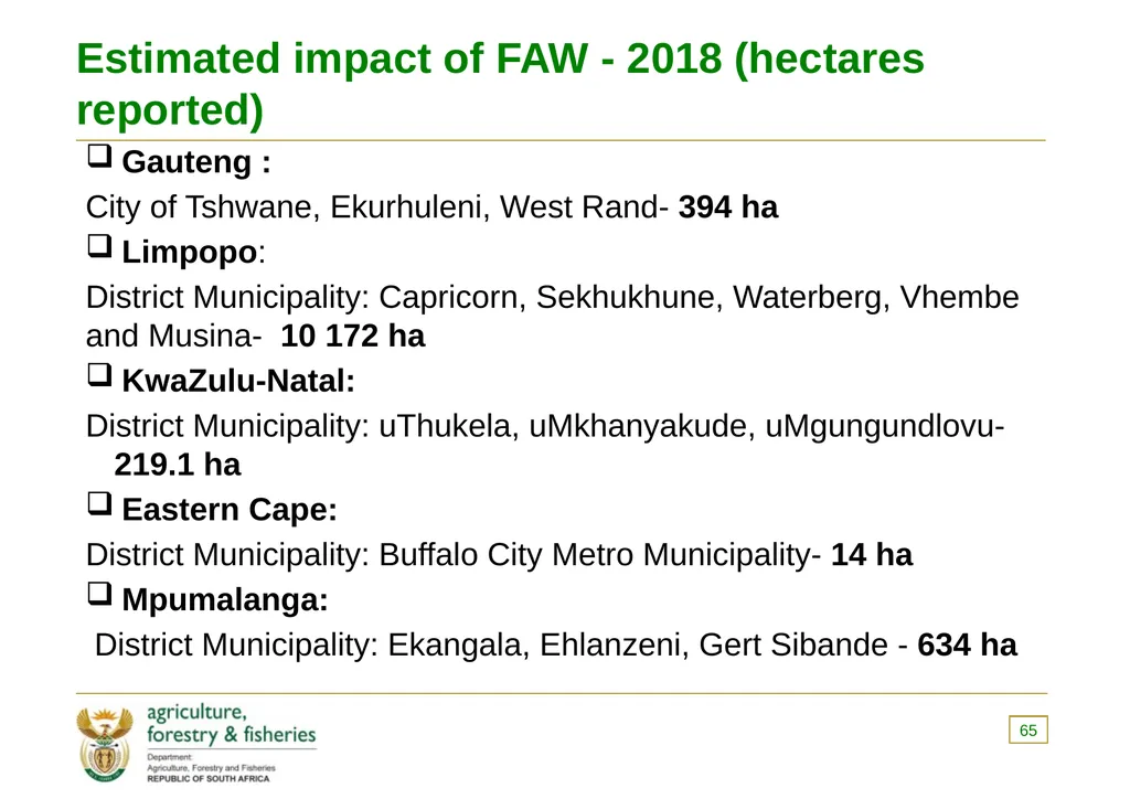 PRESENTATION TO THE PORTFOLIO COMMITTEE OF - slide 65 of 82