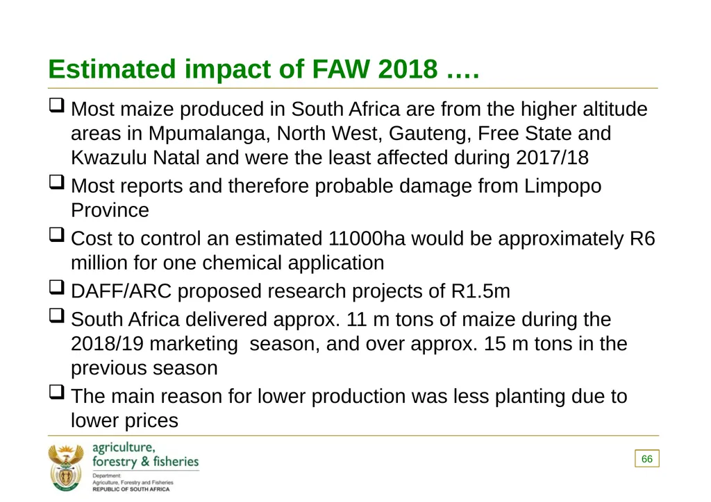 PRESENTATION TO THE PORTFOLIO COMMITTEE OF - slide 66 of 82