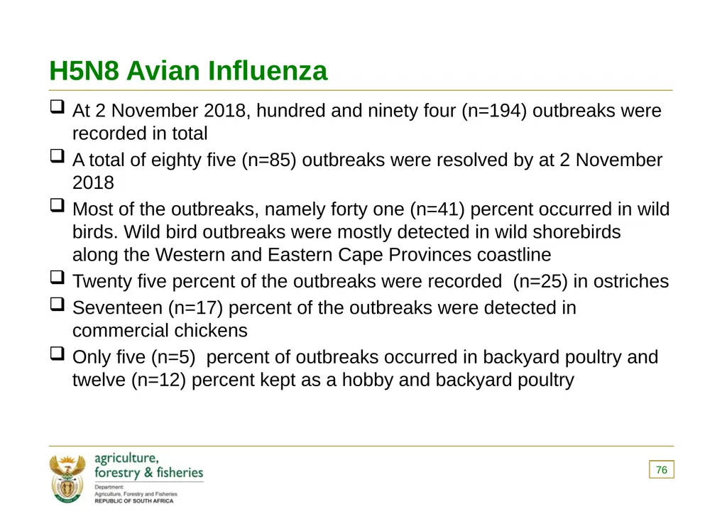 PRESENTATION TO THE PORTFOLIO COMMITTEE OF - slide 76 of 82