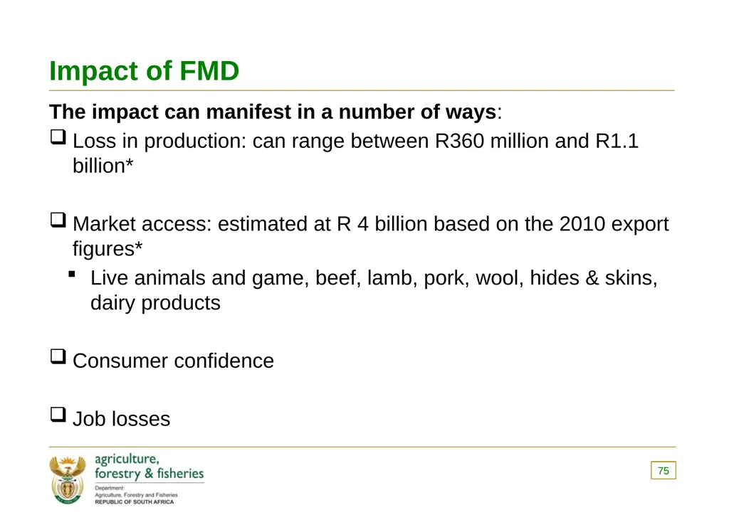 PRESENTATION TO THE PORTFOLIO COMMITTEE OF - slide 75 of 82