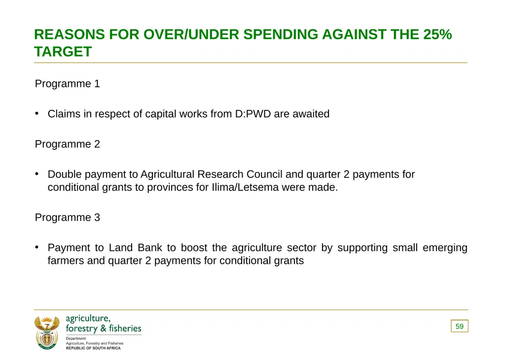 PRESENTATION TO THE PORTFOLIO COMMITTEE OF - slide 59 of 82