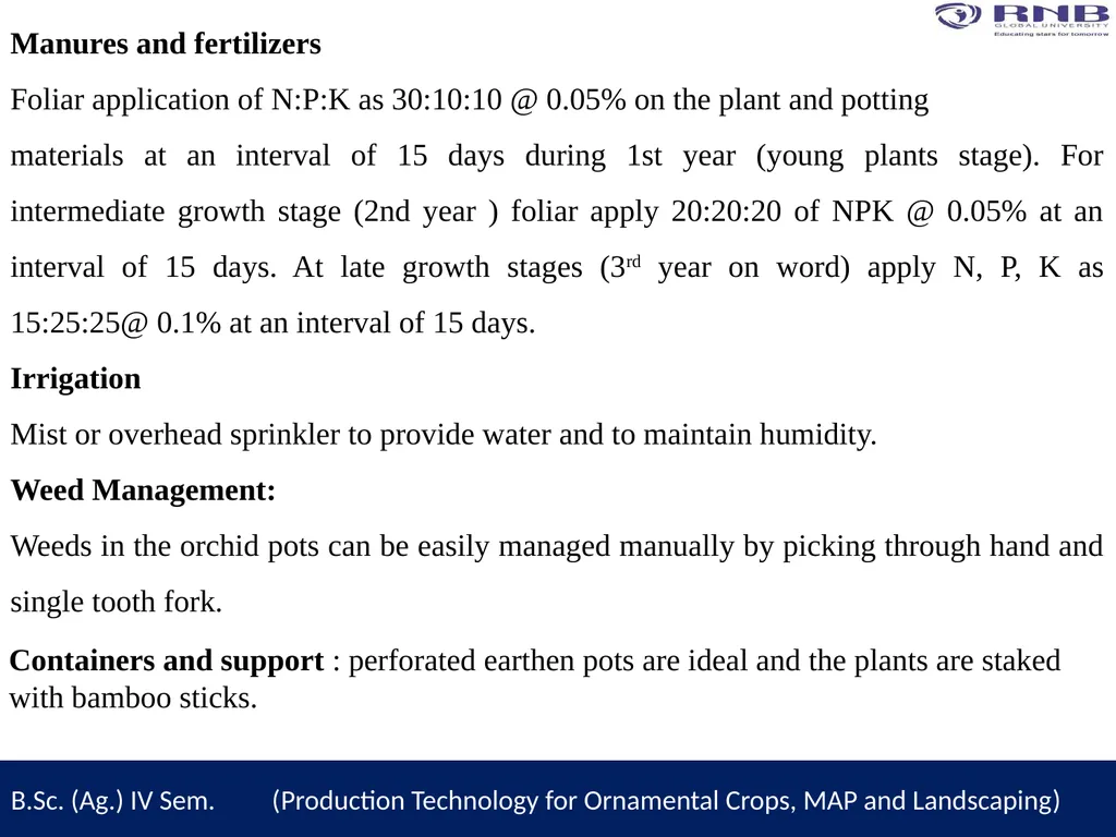 Course Name- Production Technology for Ornamental - slide 7 of 9