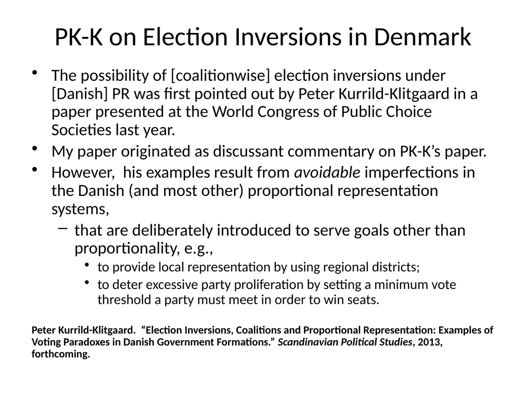 ELECTION INVERSIONS UNDER PROPORTIONAL - slide 4 of 23