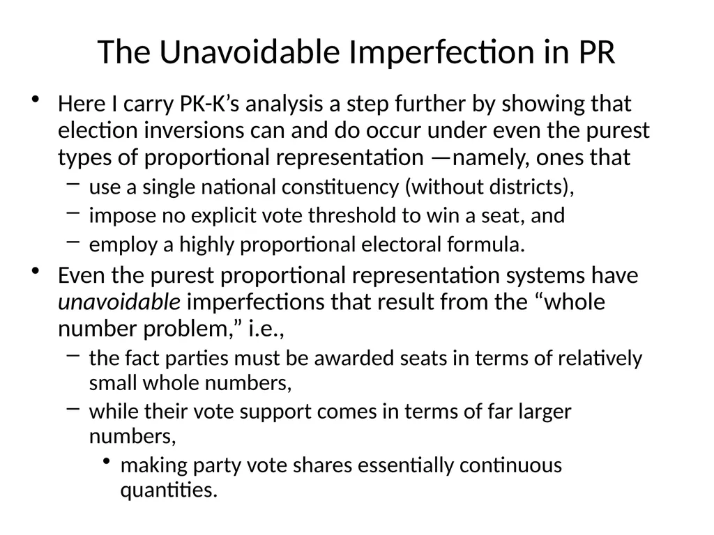 ELECTION INVERSIONS UNDER PROPORTIONAL - slide 5 of 23