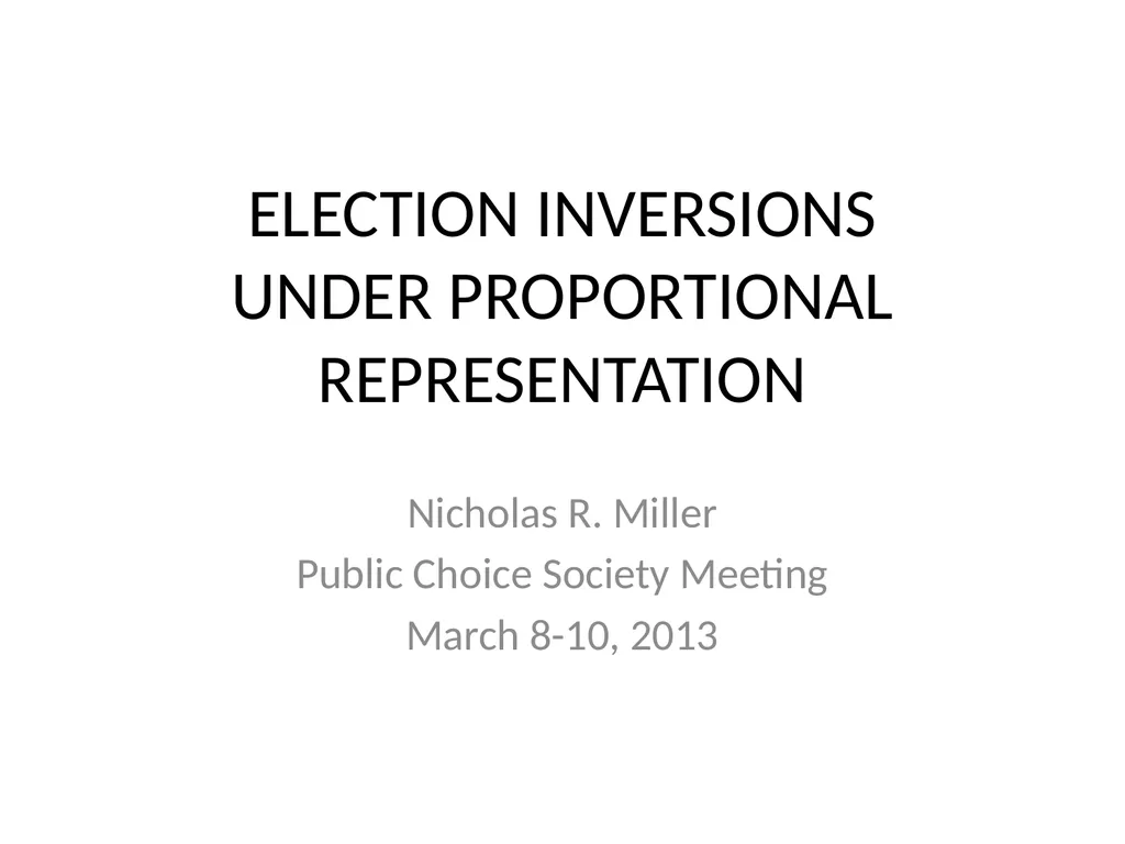 ELECTION INVERSIONS UNDER PROPORTIONAL