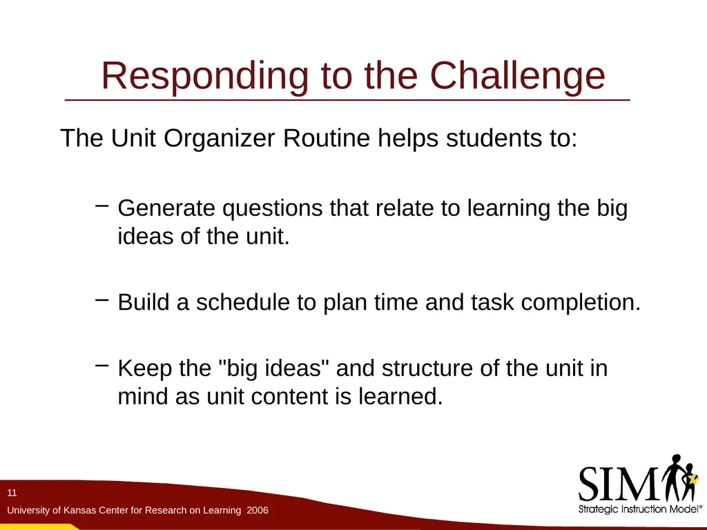 The Unit Organizer Routine The Content Enhancement - slide 11 of 56