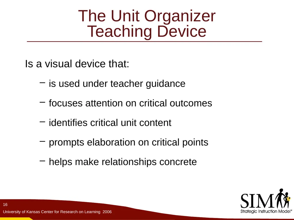 The Unit Organizer Routine The Content Enhancement - slide 16 of 56