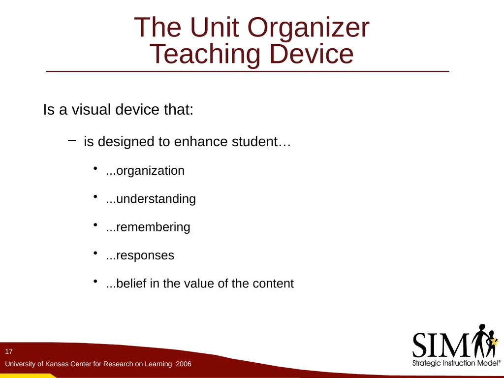 The Unit Organizer Routine The Content Enhancement - slide 17 of 56