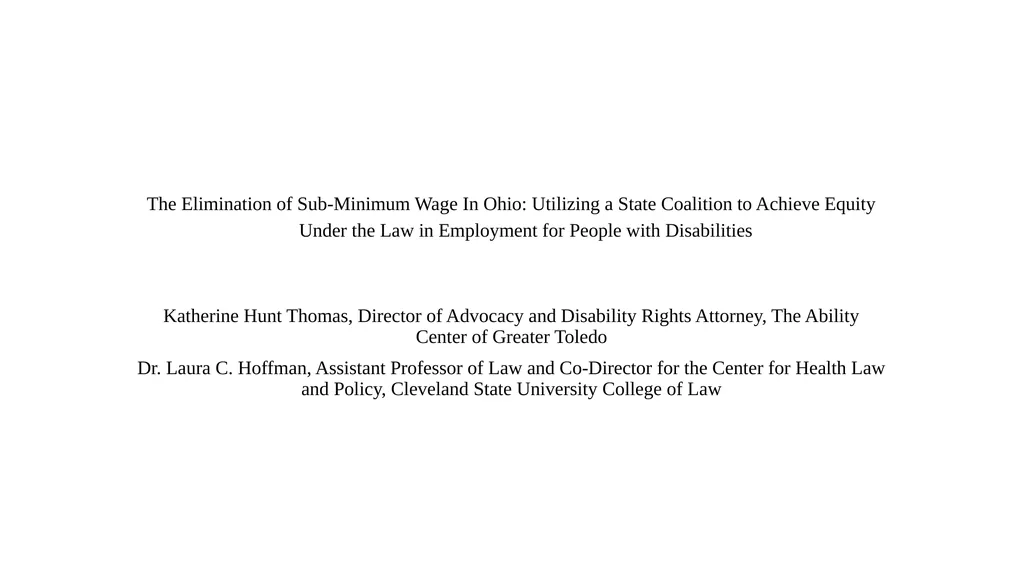 The Elimination of Sub-Minimum Wage In Ohio: