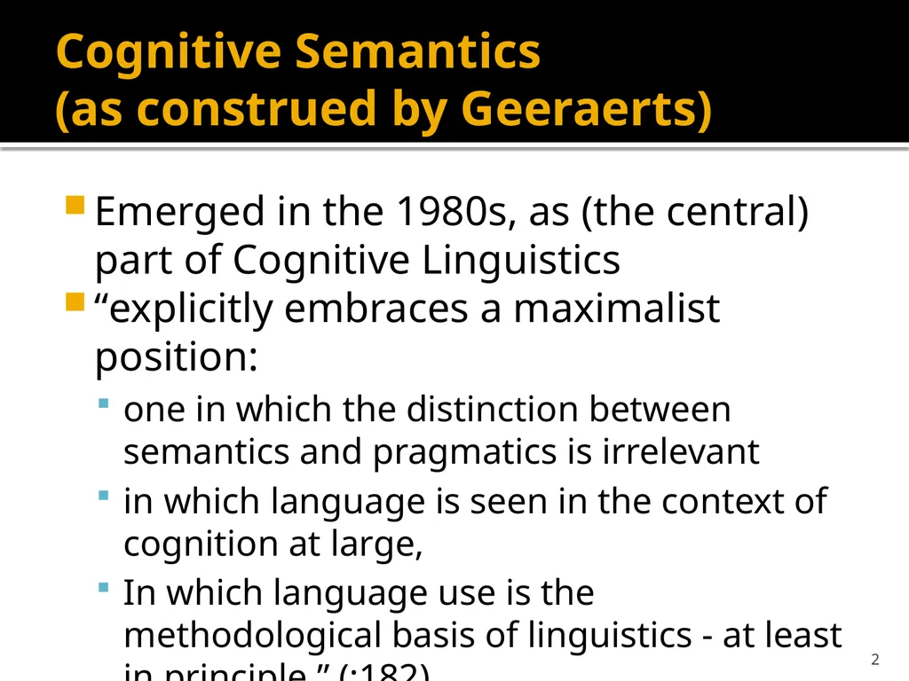Semantics and Lexicology SVEM21 6. Cognitive - slide 2 of 32