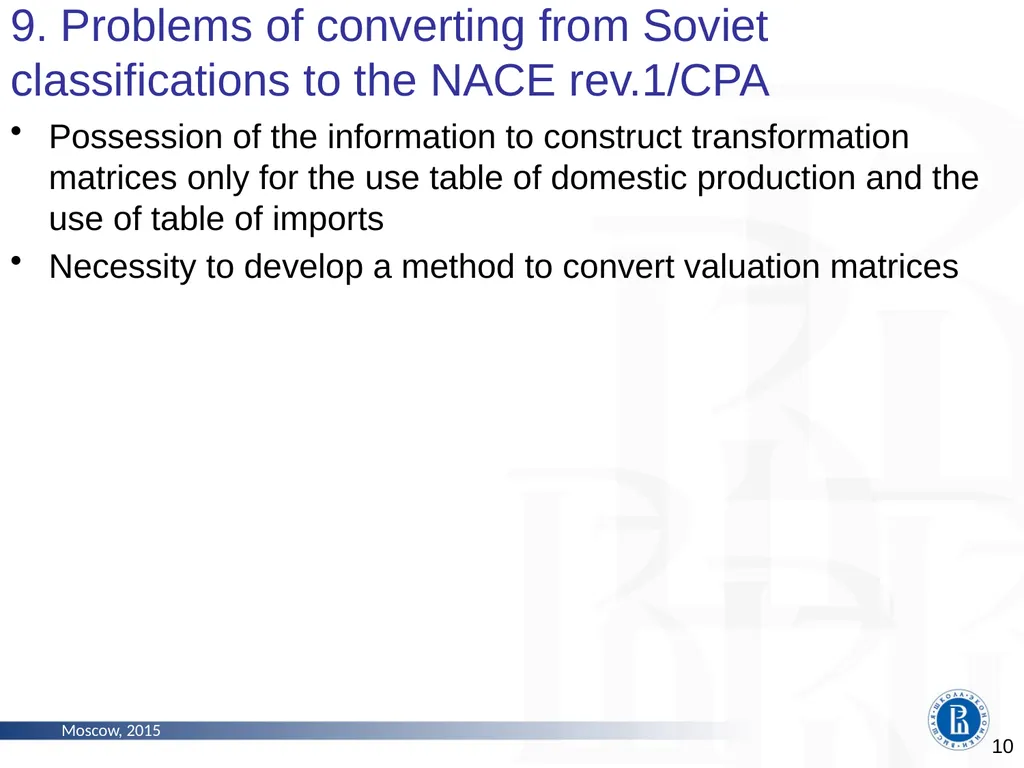 The Problems of Constructing Time Series of - slide 10 of 18