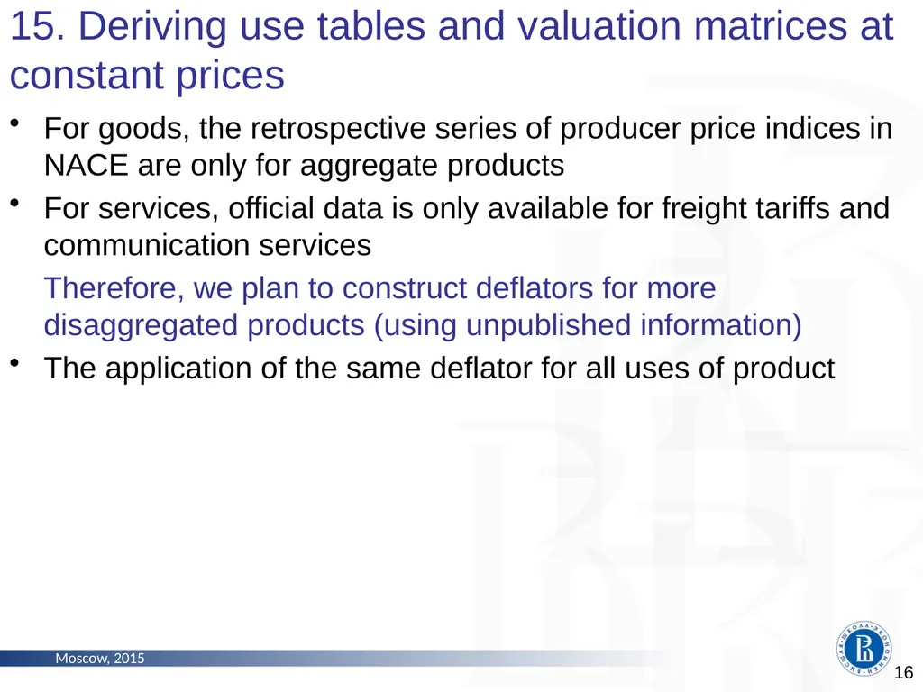 The Problems of Constructing Time Series of - slide 16 of 18