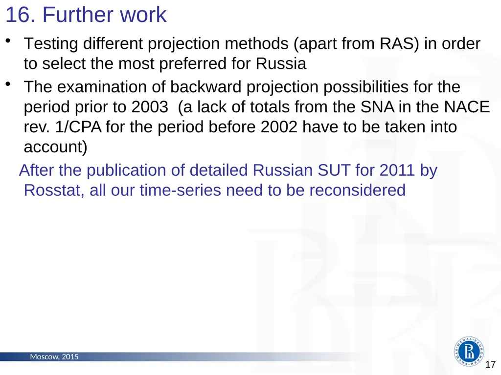 The Problems of Constructing Time Series of - slide 17 of 18