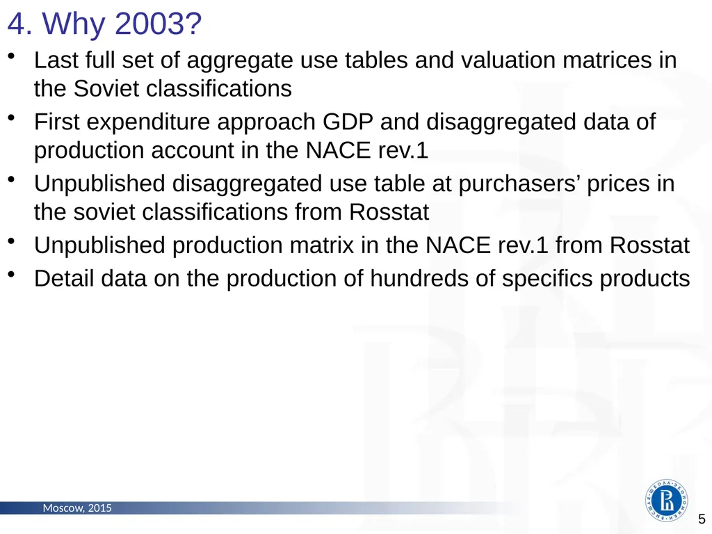 The Problems of Constructing Time Series of - slide 5 of 18