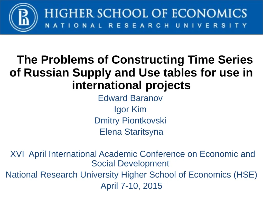 The Problems of Constructing Time Series of - slide 1 of 18