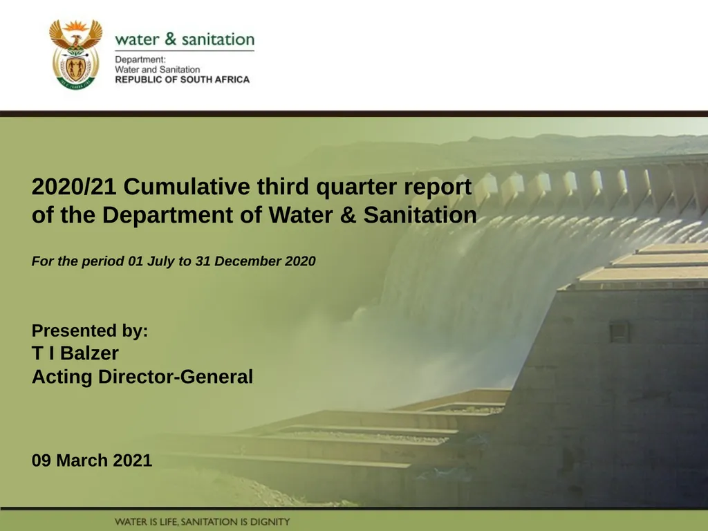 PRESENTATION TITLE Presented by: Name Surname - slide 1 of 55