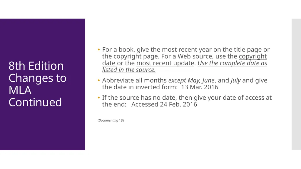 MLA Style 8th Edition The Basics The University of - slide 16 of 49